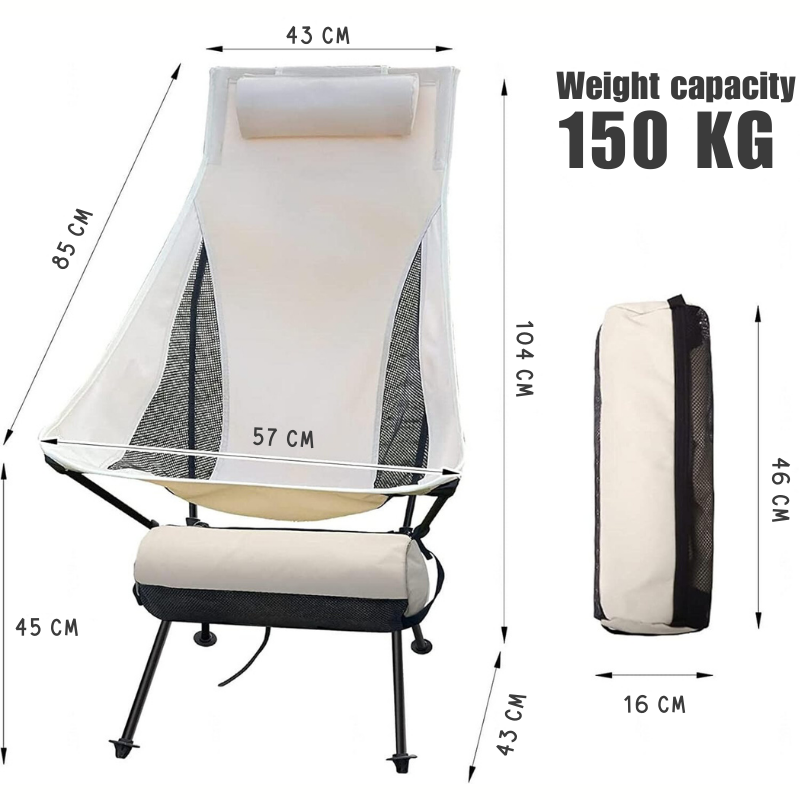 Camping chair Deluxe | Ultralight foldable camping chair with headrest and breathable mesh