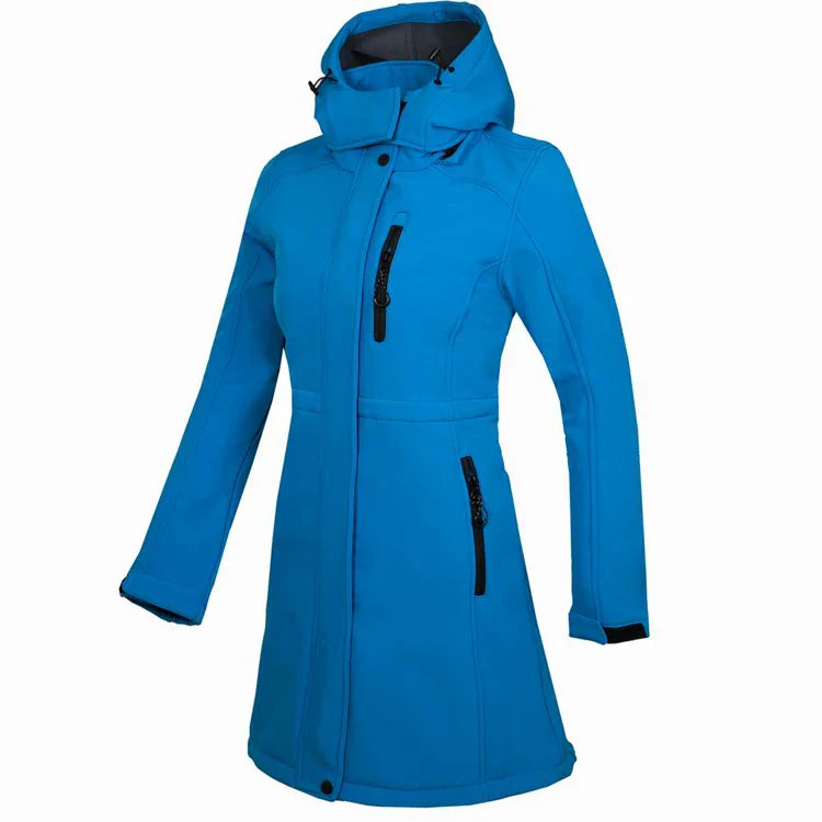 Storm | Women Waterproof long softshell outdoor hiking jacket with polar fleece lining