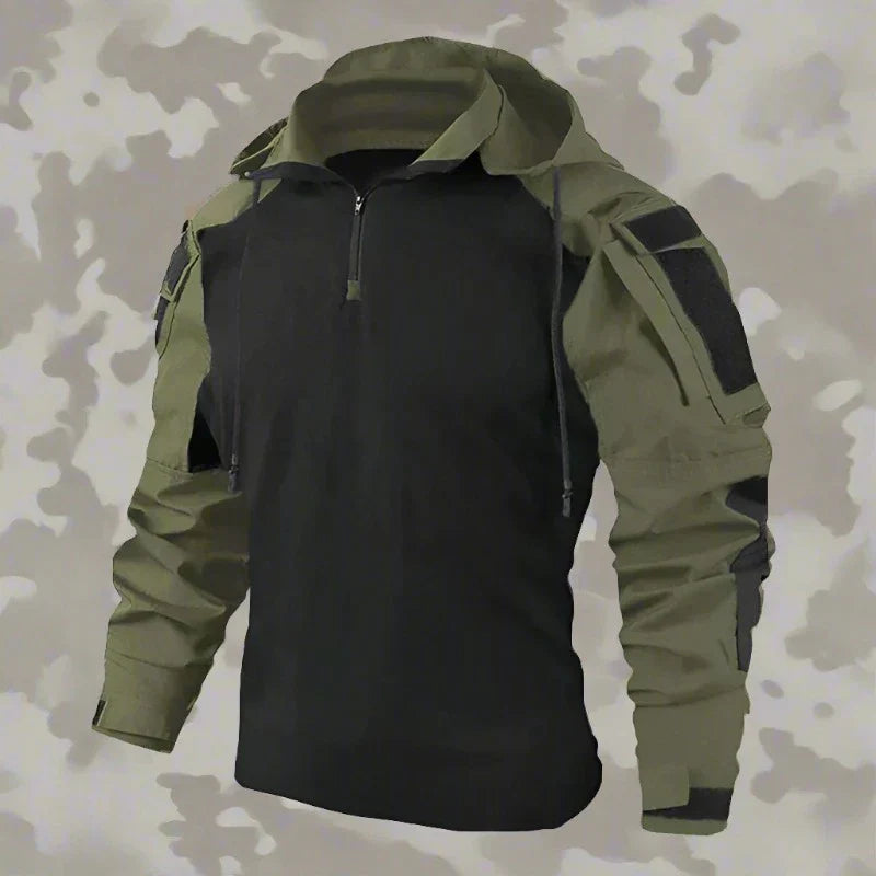 Oskar | Outdoor camouflage jacket with hood and half zipper